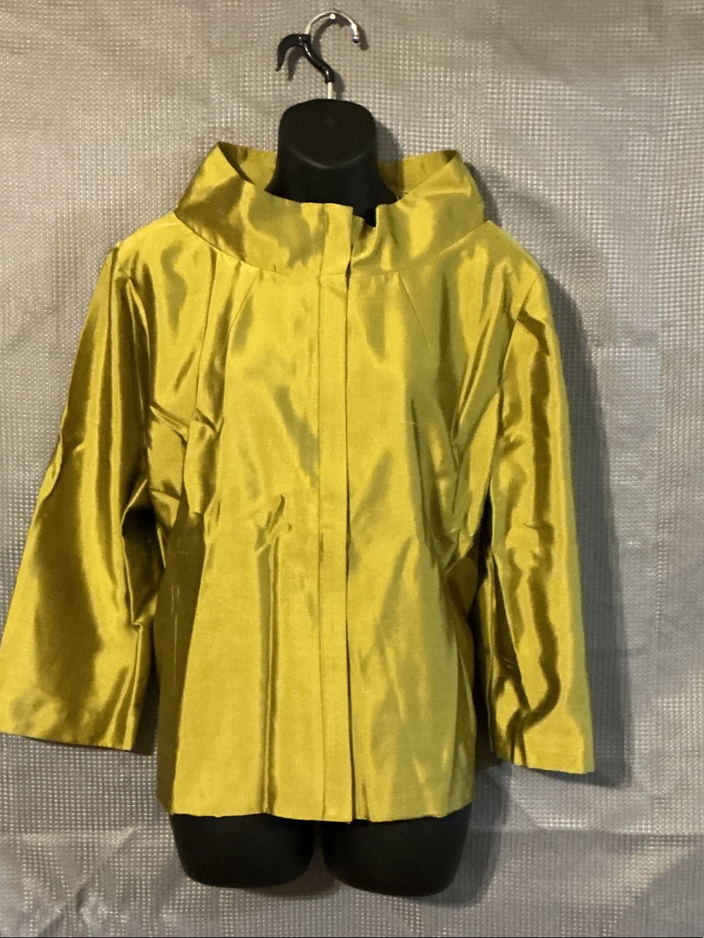 Chico's Chartreuse Satin High-Collar Blazer Jacket